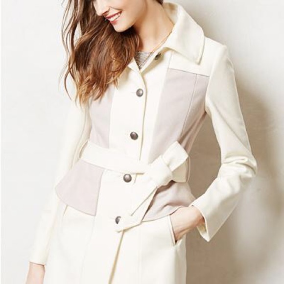 Anthropologie Jackets & Blazers - Anthro elevenses colette cream wool trench coat